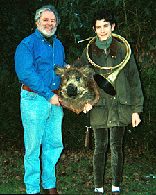 With Julien and his trophy. Four blasts of the horn signals the approach of the wild boar.