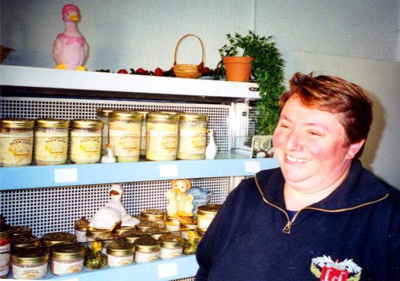 Veronique in the boutique next to her home where she sells freshly-made foie gras that contains no preservatives.