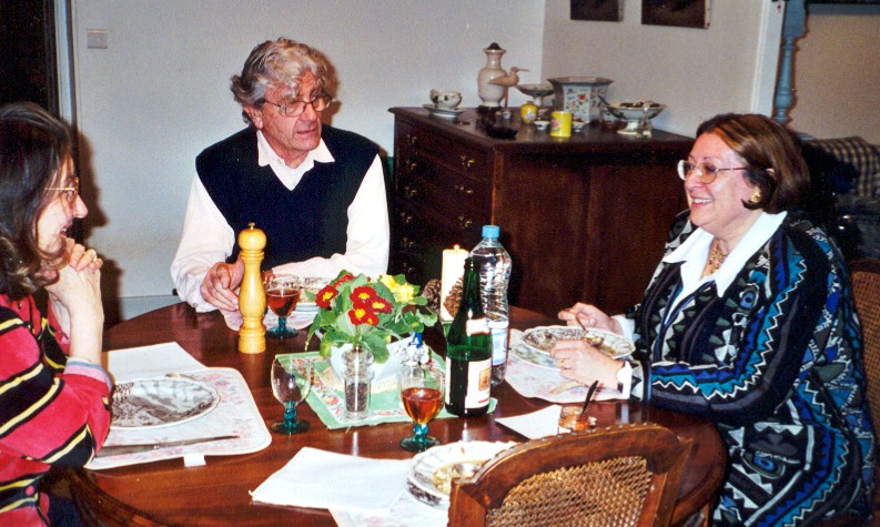 Left to Right - Claude, Robert and Odile at one of our typical dinners.Odile doesn't smoke or drink, not even a drop of wine. Robert and I don't...