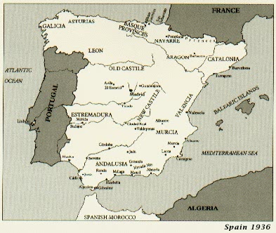 Map of Spain in 1936