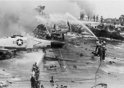 The USS Forrestal fire was the worst naval accident since World War II. It started after a rocket hit John McCain's plane.