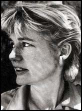 A woman in profile, black and white portrait