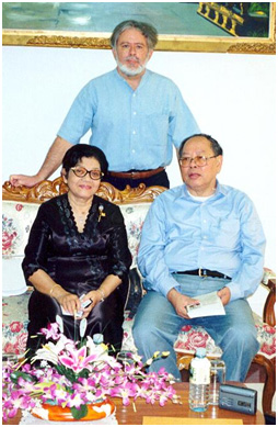 Ieng Sary, Khmer Rouge foreign minister, and wife Thirith. They were later charged with war crimes. Photo by Sos Kem--2001.